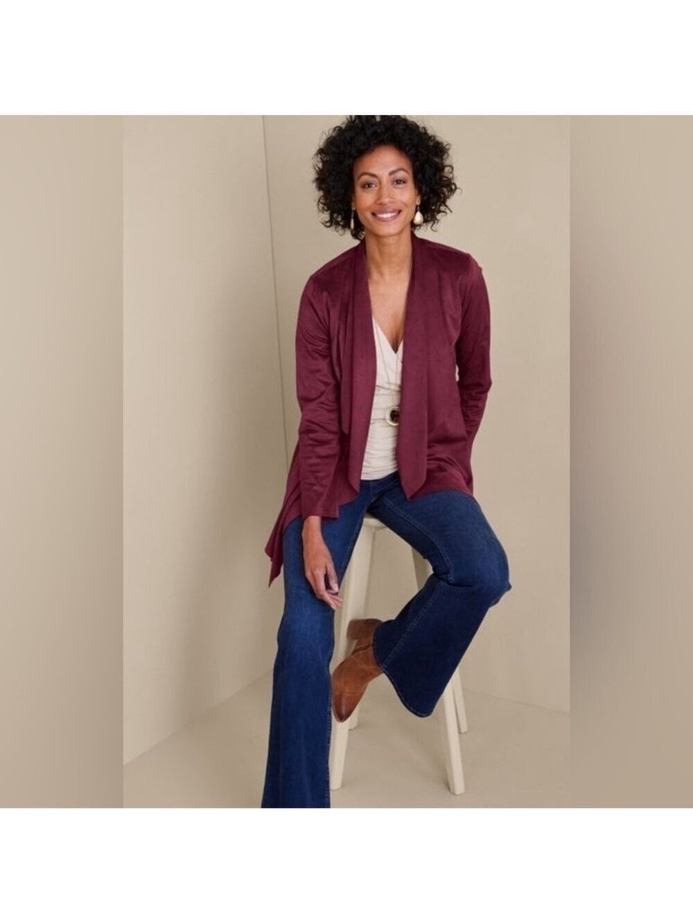 Soft Surroundings Shape Drape Faux Suede Jacket